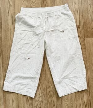 Land and Sea Linen Blend Cropped Pants, Size 1X